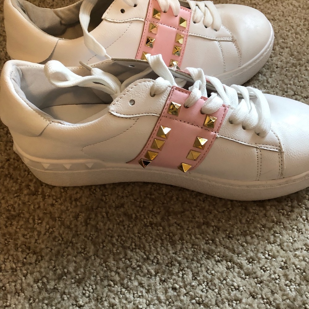 White studded  shoes